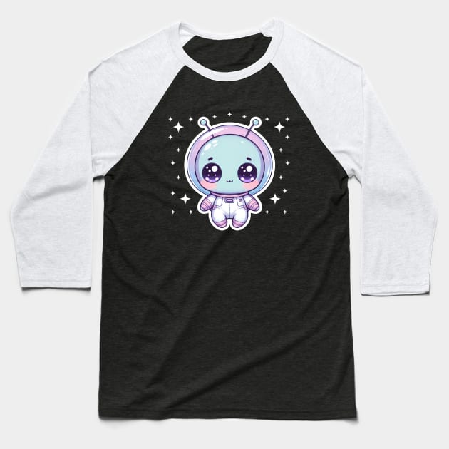 Cute Alien Kawaii Baseball T-Shirt by Infinite Legacy Designs